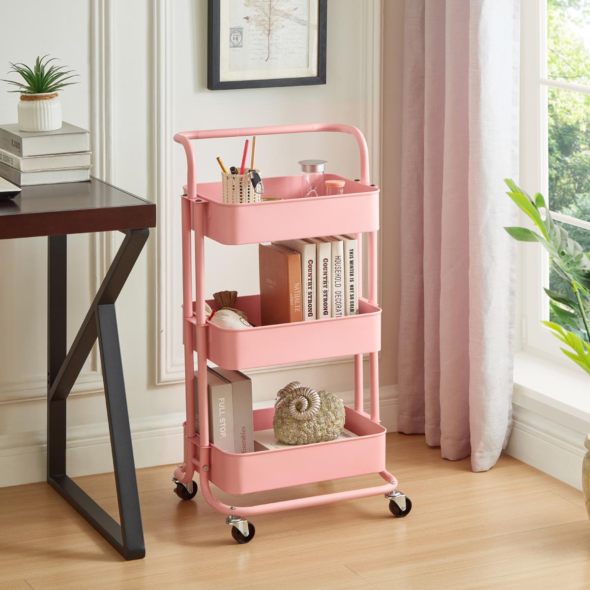 3 Tier Trolley Pink