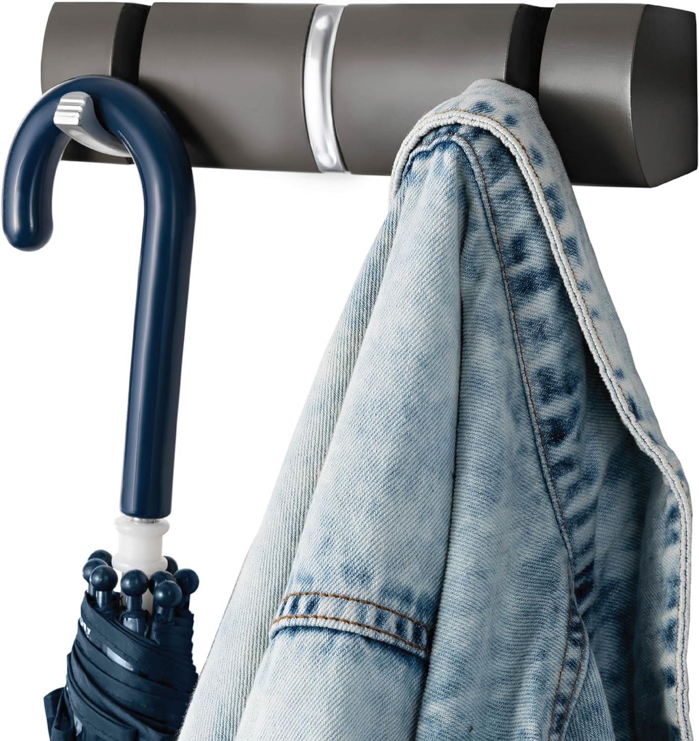3 Door Hooks In Nickel On Grey Mountable Board