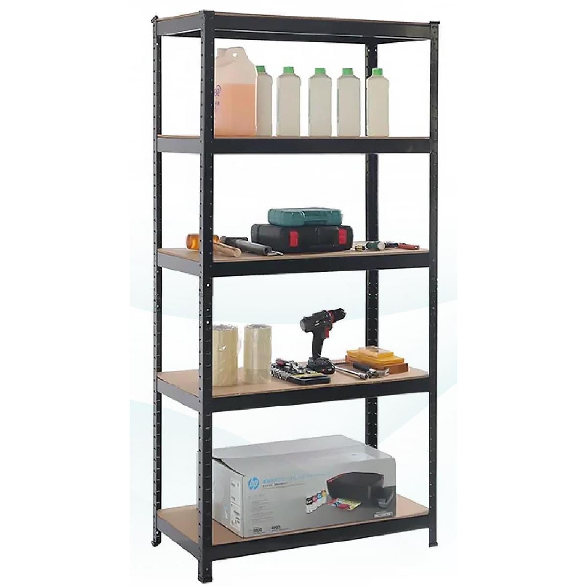 Boltless 5 Tier Shelving Racking Heavy Duty Steel Shelf Unit Shed Garage Black