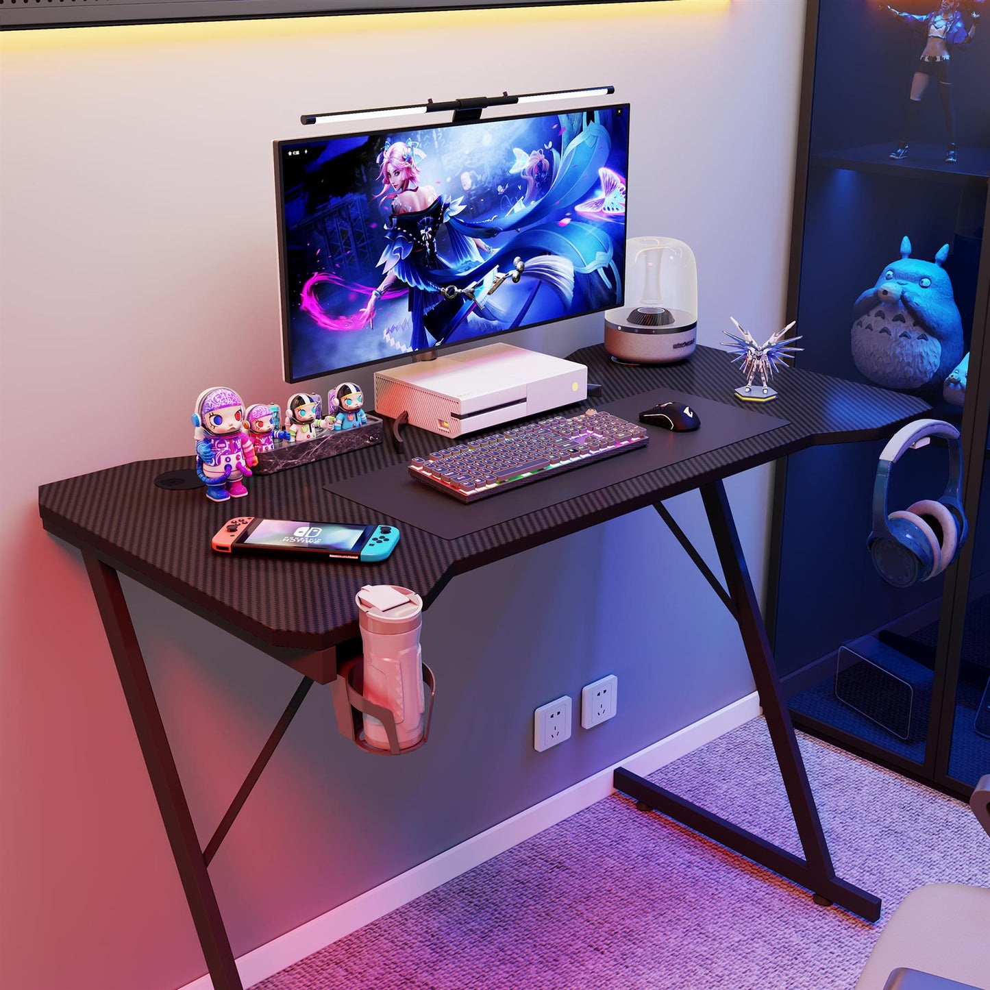 Gaming / Computer Desk – Carbon Fibre Top Black - 118cm L x 60 D x 75 H