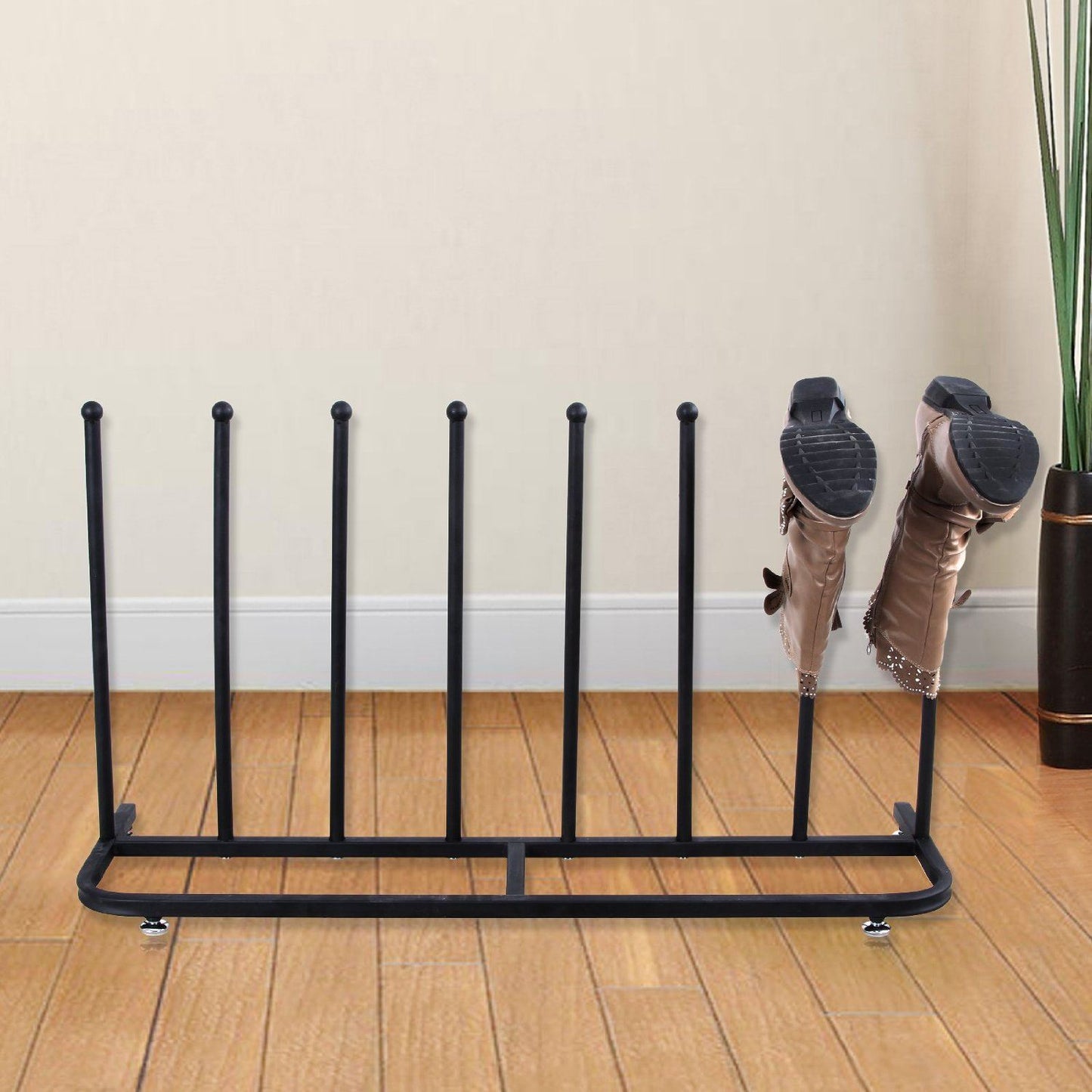 4 Pair Black Boot Shoe Welly Stand Storage Organiser