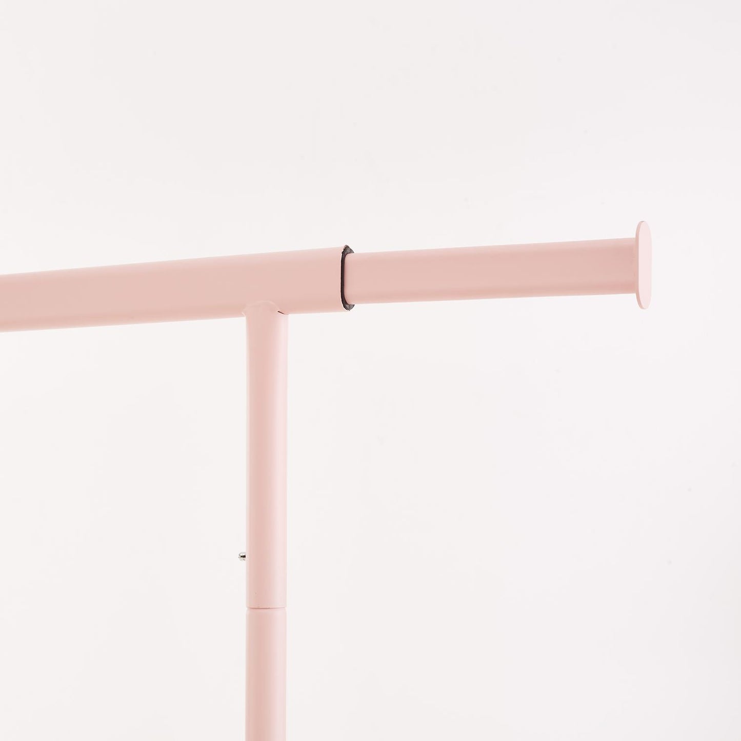Heavy Duty Pink Clothes Rail Adjustable Width Height with Shelf, Locking Wheels