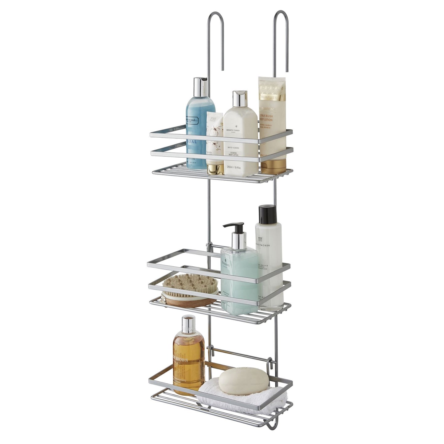 3 Tier Non Rust Hanging Shower Caddy Bathroom Organiser in Silver