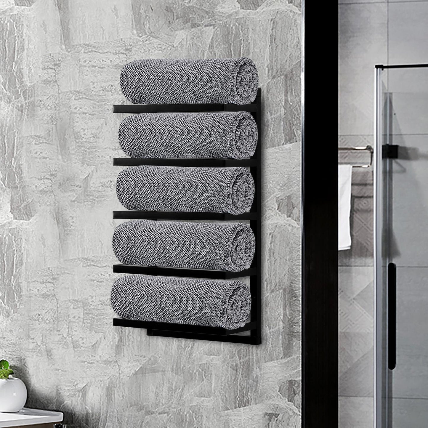 Wall Mounted Towel Holder in Black