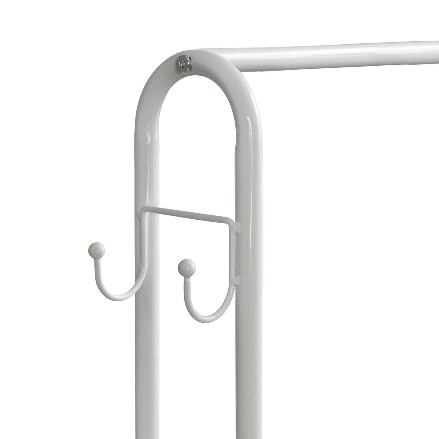 Clothes Rail With Two Shelves in White Powder Coating