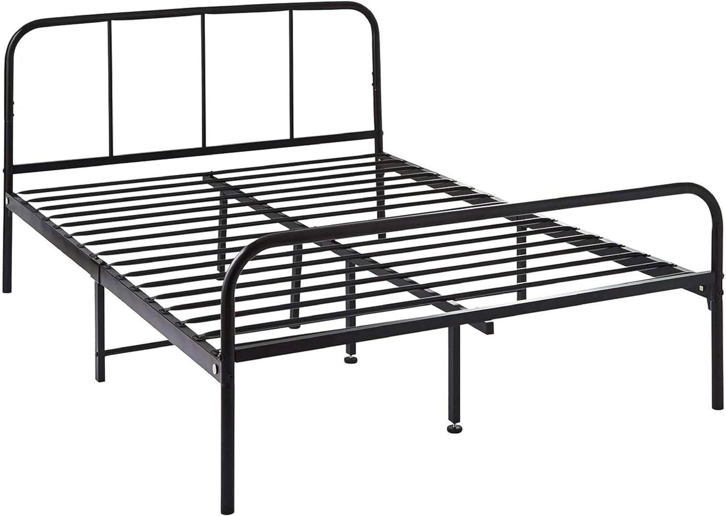 King Size Bed Frame Metal Rounded Headboard Easy Assembly Under Bed Base Storage