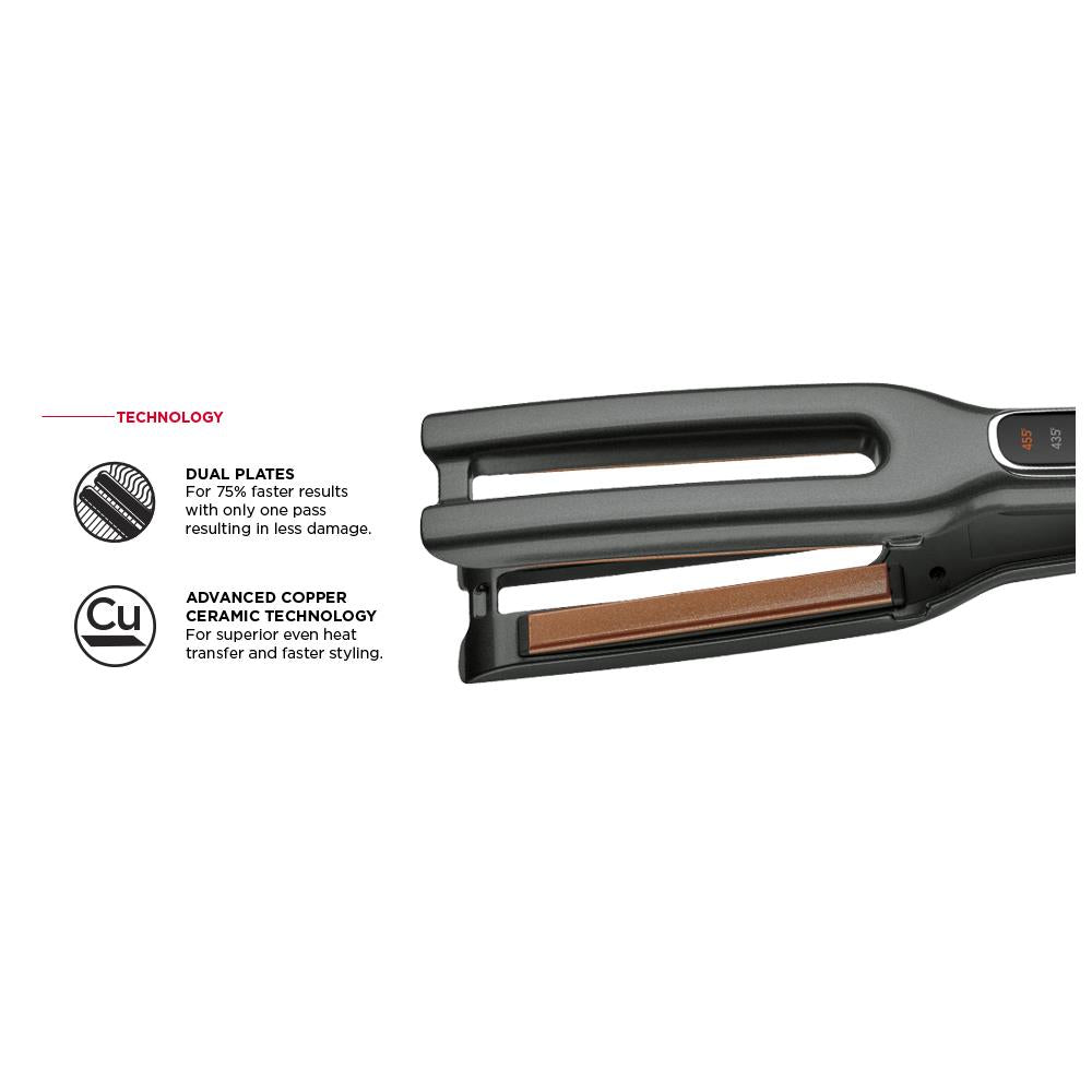 REVLON DOUBLE STRAIGHT COPPER CERAMIC DUAL PLATE HAIR STRAIGHTENER