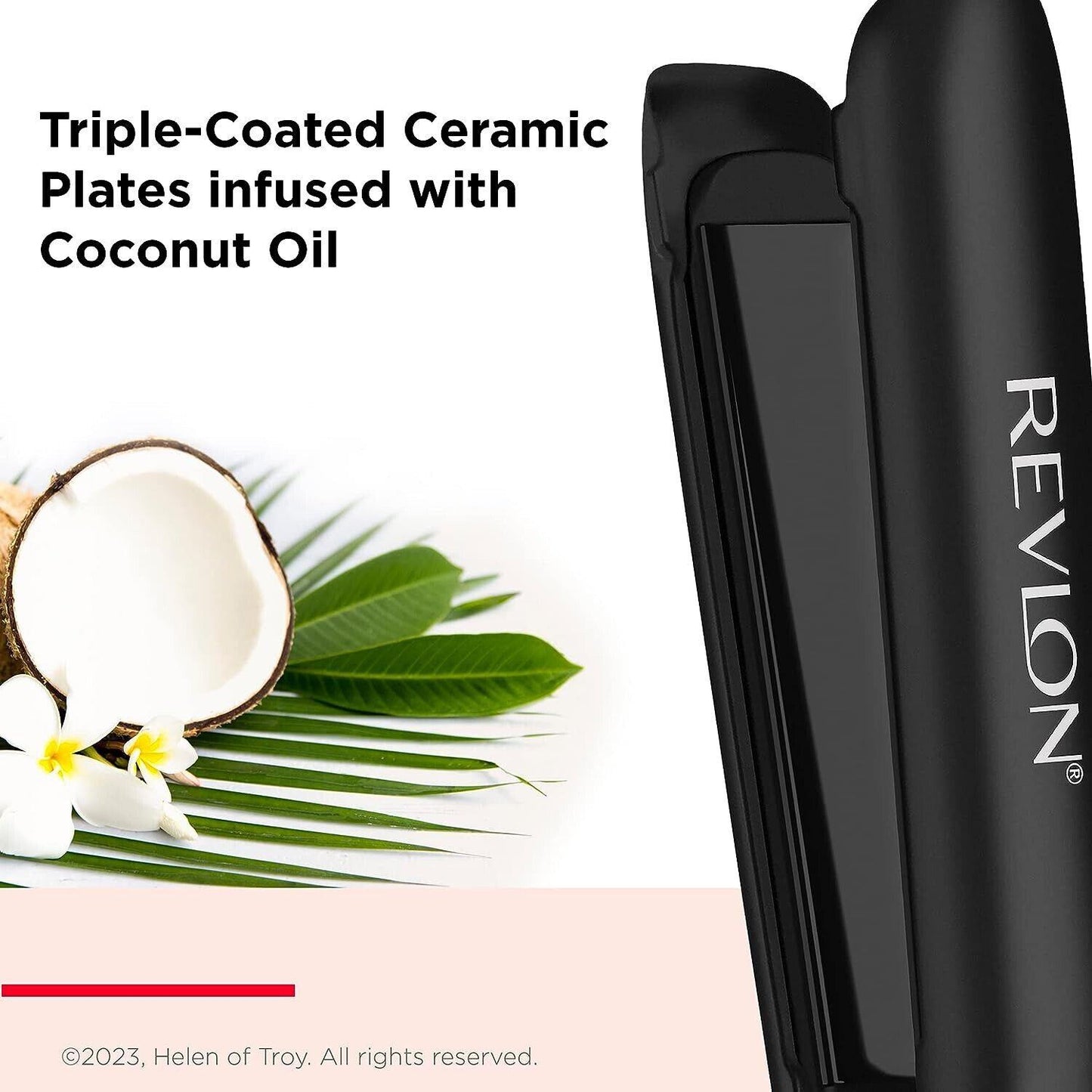 REVLON Smoothstay 25mm Coconut Oil-Infused Straightener + Travel Pouch