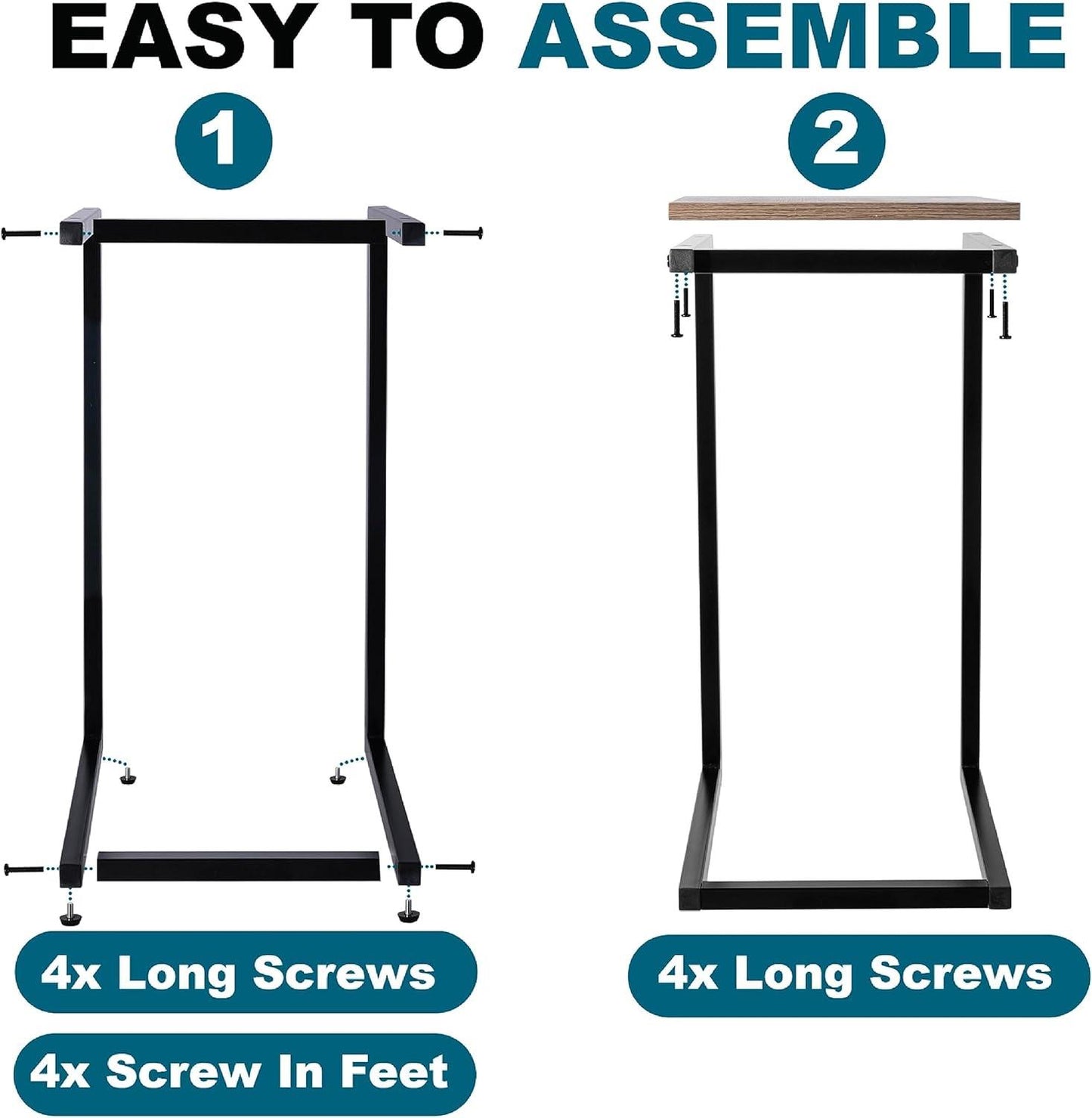 C Shaped Side Table Black Powder Coating