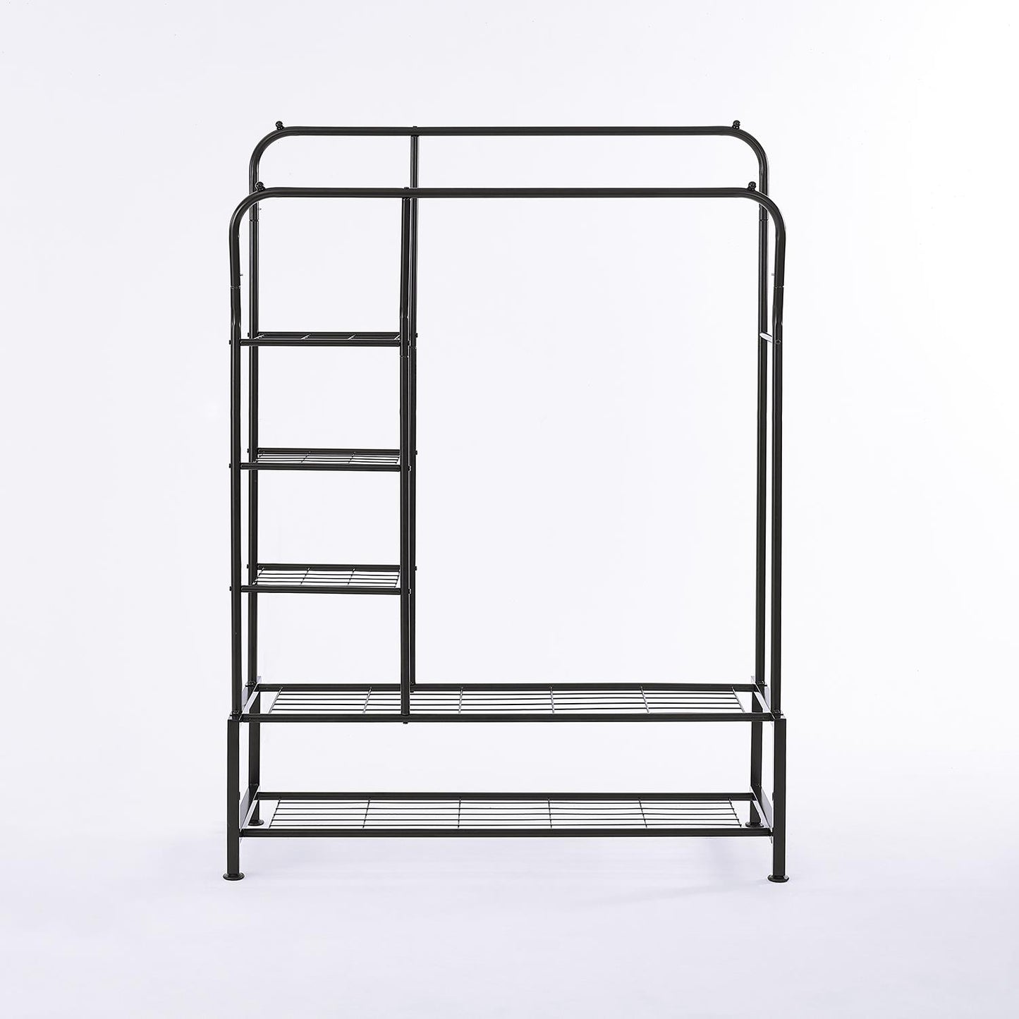 Clothes Rail with Double Hanging & Shelves Black Metal Garment Rack Heavy Duty