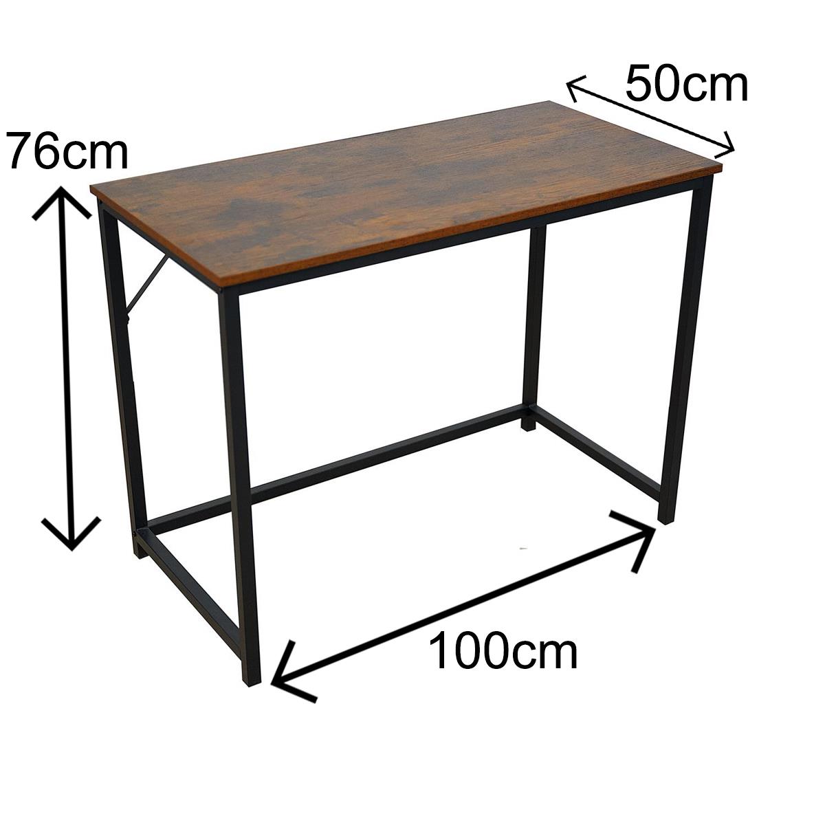 Medium Rustic brown top with black coated metal frame 100cm