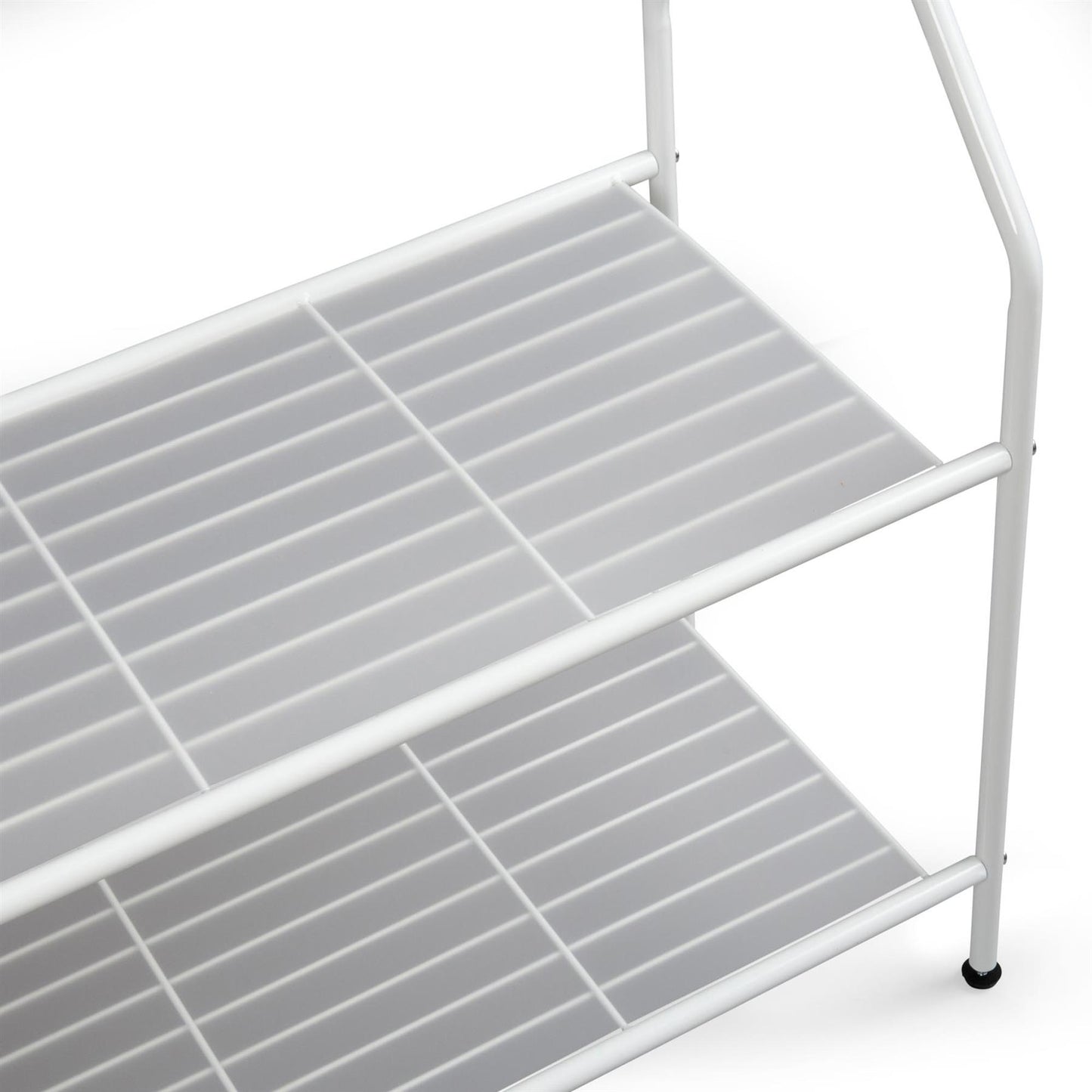Clothes Rail With Two Shelves in White Powder Coating