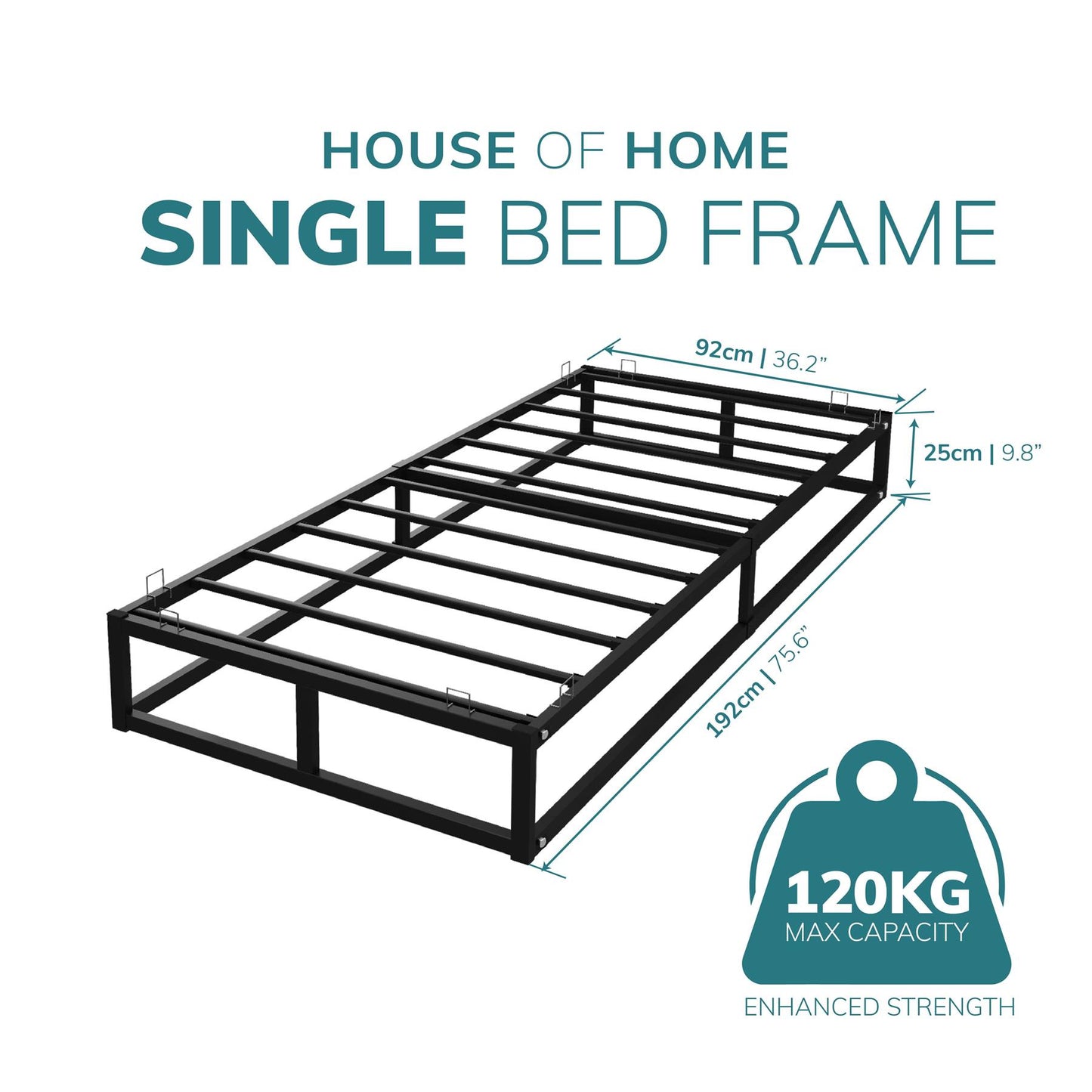 Single Metal Platform Bed Frame Square Tube