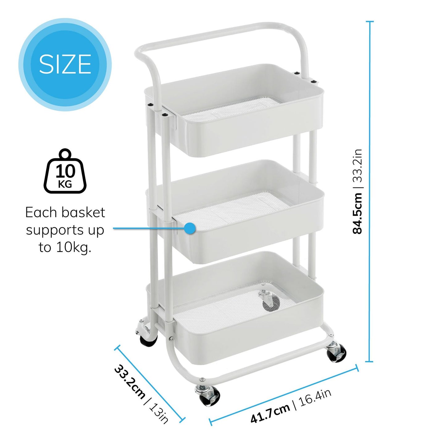 3 Tier Trolley White