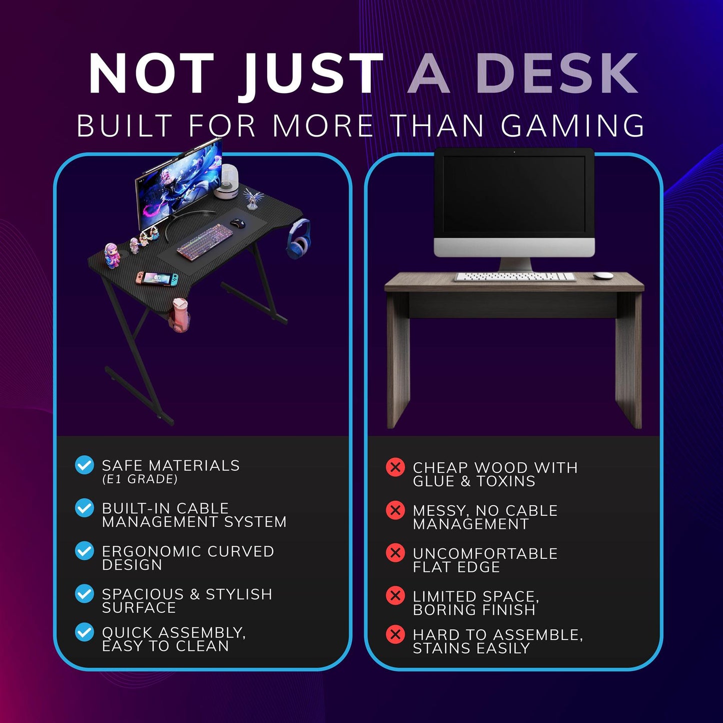 Gaming / Computer Desk – Carbon Fibre Top Black - 118cm L x 60 D x 75 H