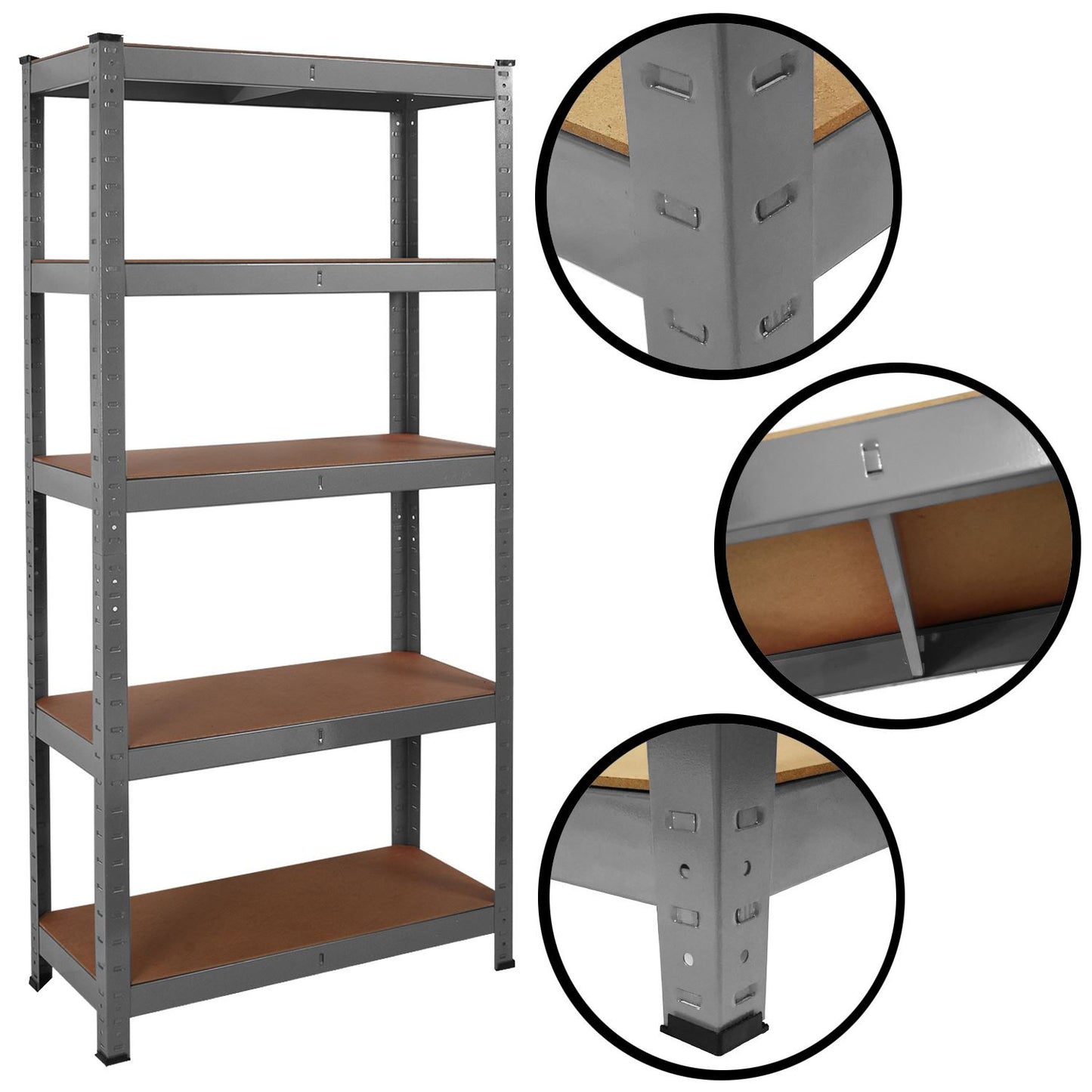 Heavy Duty Steel & MDF 5 Tier Racking in Grey