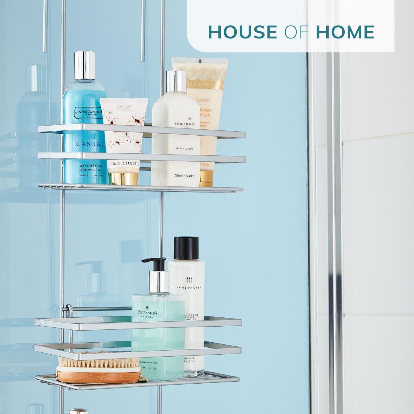 3 Tier Non Rust Hanging Shower Caddy Bathroom Organiser in Silver