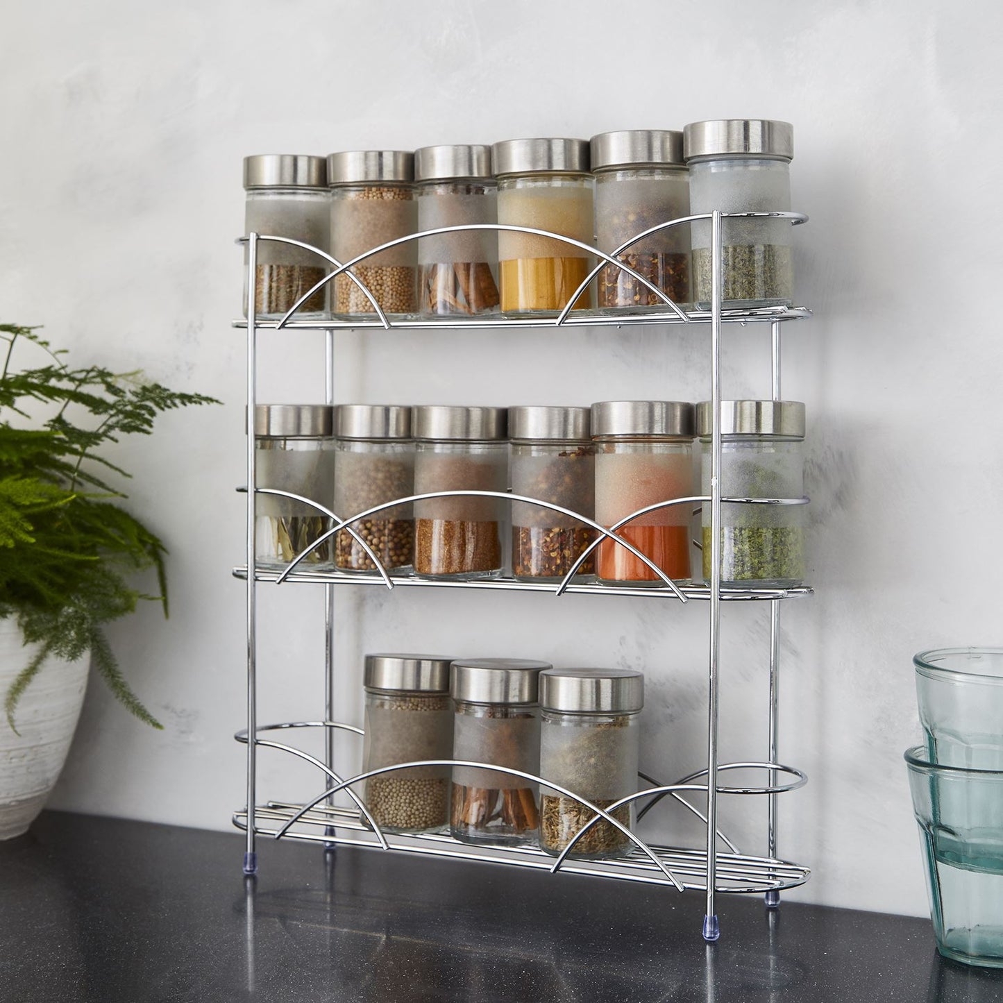 Free Standing Spice Rack in Chrome Plated