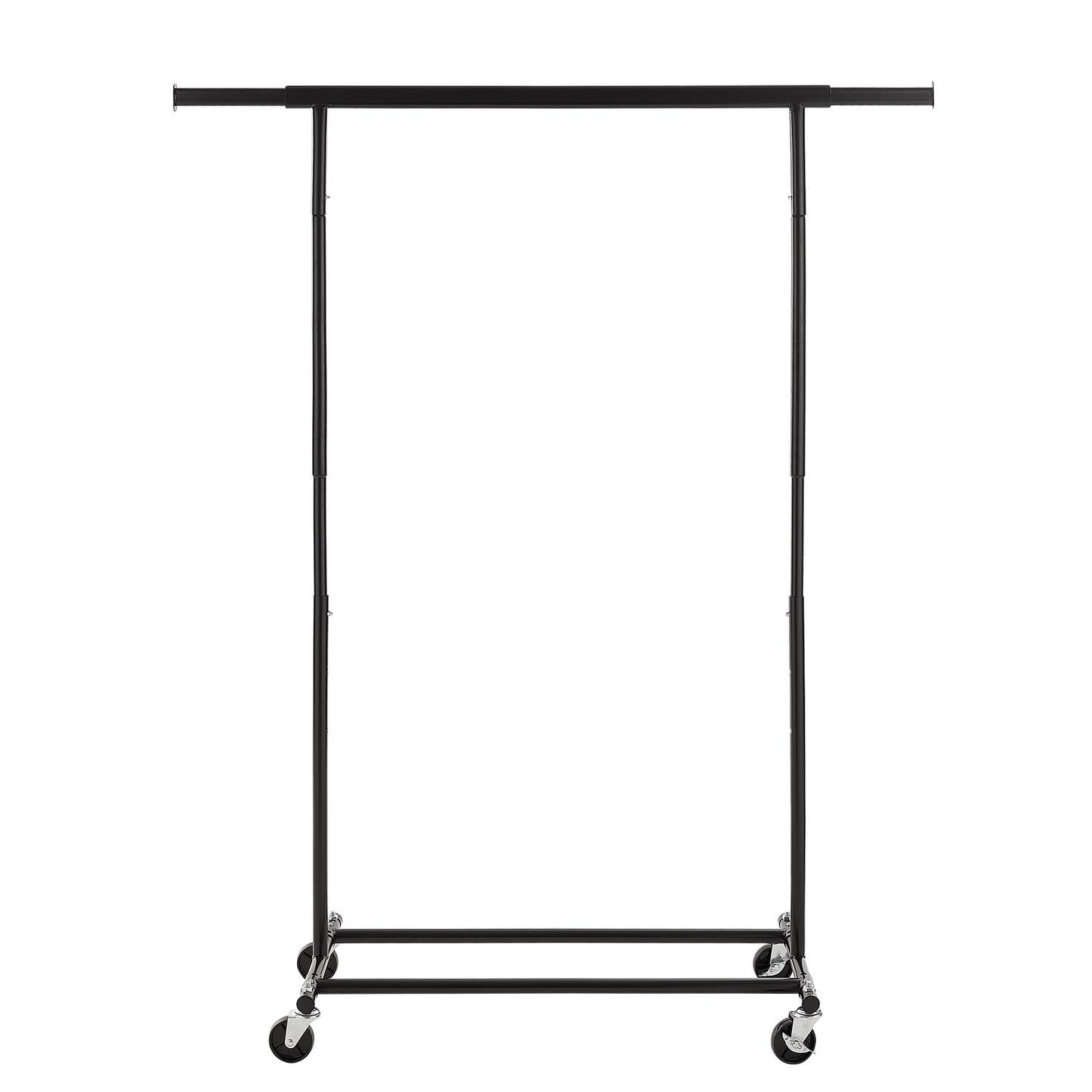 Heavy Duty Black Clothes Rail Adjustable Width Height with Shelf Locking Wheels