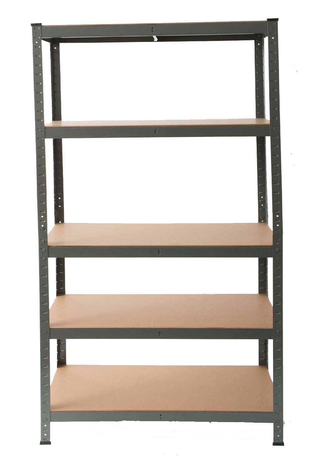 Heavy Duty Steel 5 Tier Racking & Storage Shelves or Workbench - Large 875kg Capacity (Grey)