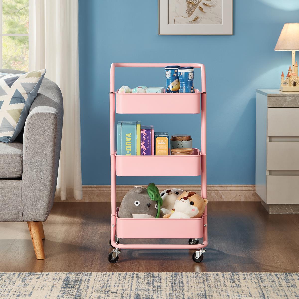 3 Tier Trolley Pink