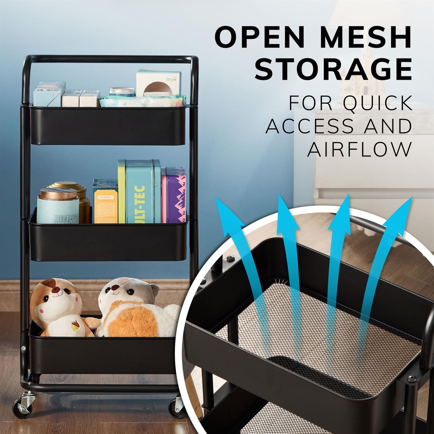 3 Tier Trolley Black