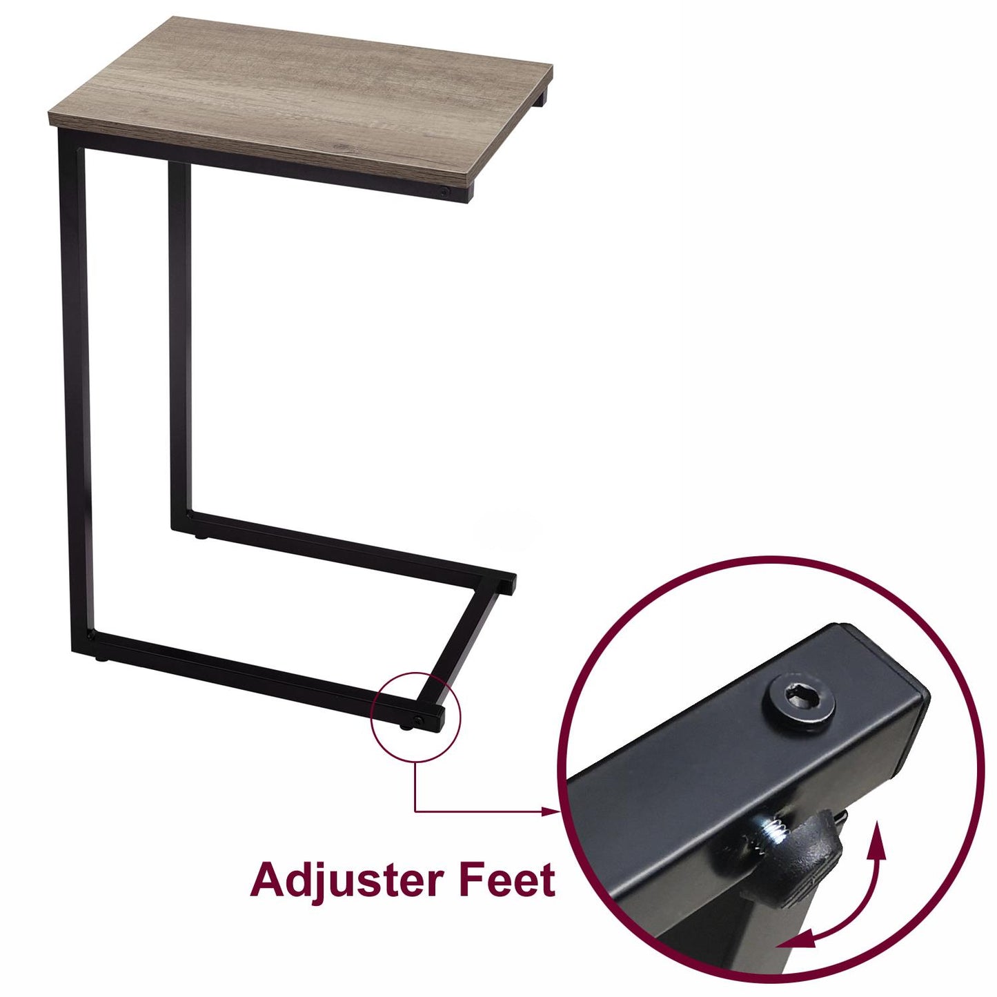C Shaped Side Table Black Powder Coating