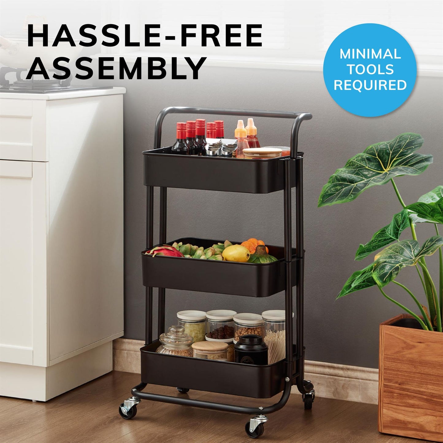3 Tier Trolley Black