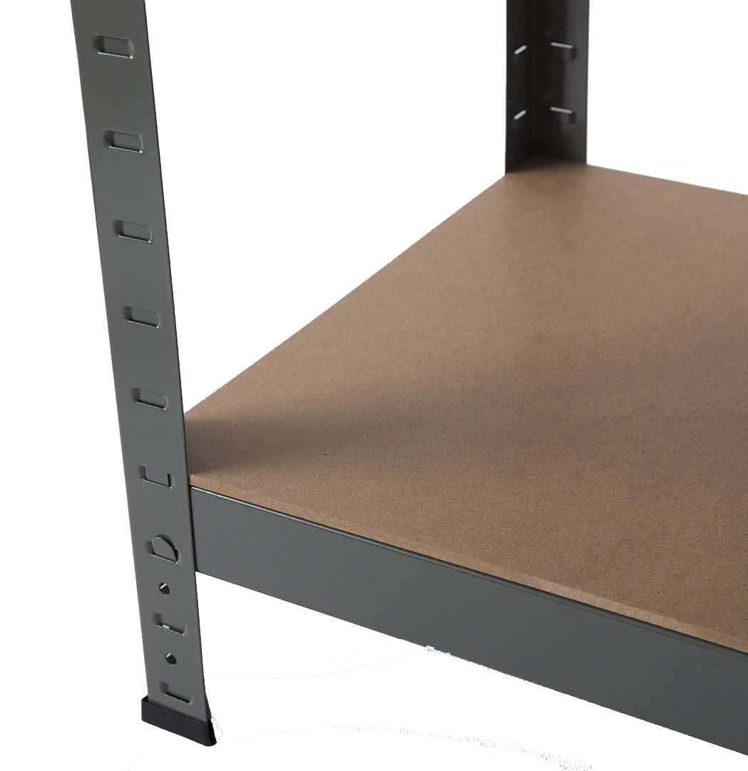 Heavy Duty Steel 5 Tier Racking & Storage Shelves or Workbench - Large 875kg Capacity (Grey)