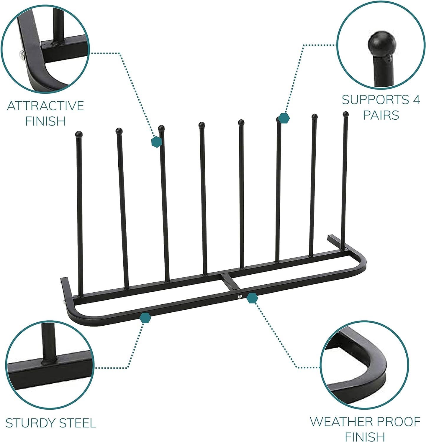4 Pair Black Boot Shoe Welly Stand Storage Organiser