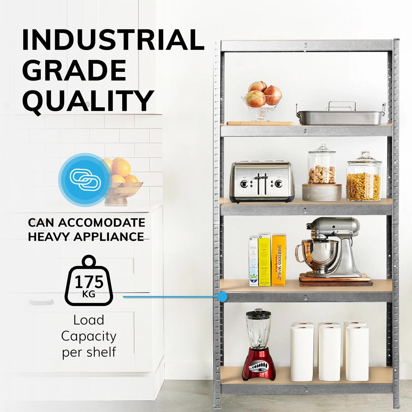 Boltless 5 Tier Shelving Racking Heavy Duty Steel Shelf Unit Shed Garage Home