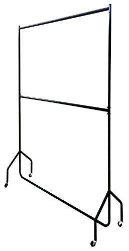 4ft long x 7ft Two Tier Heavy Duty Clothes Rail Garment Hanging Rack In Black