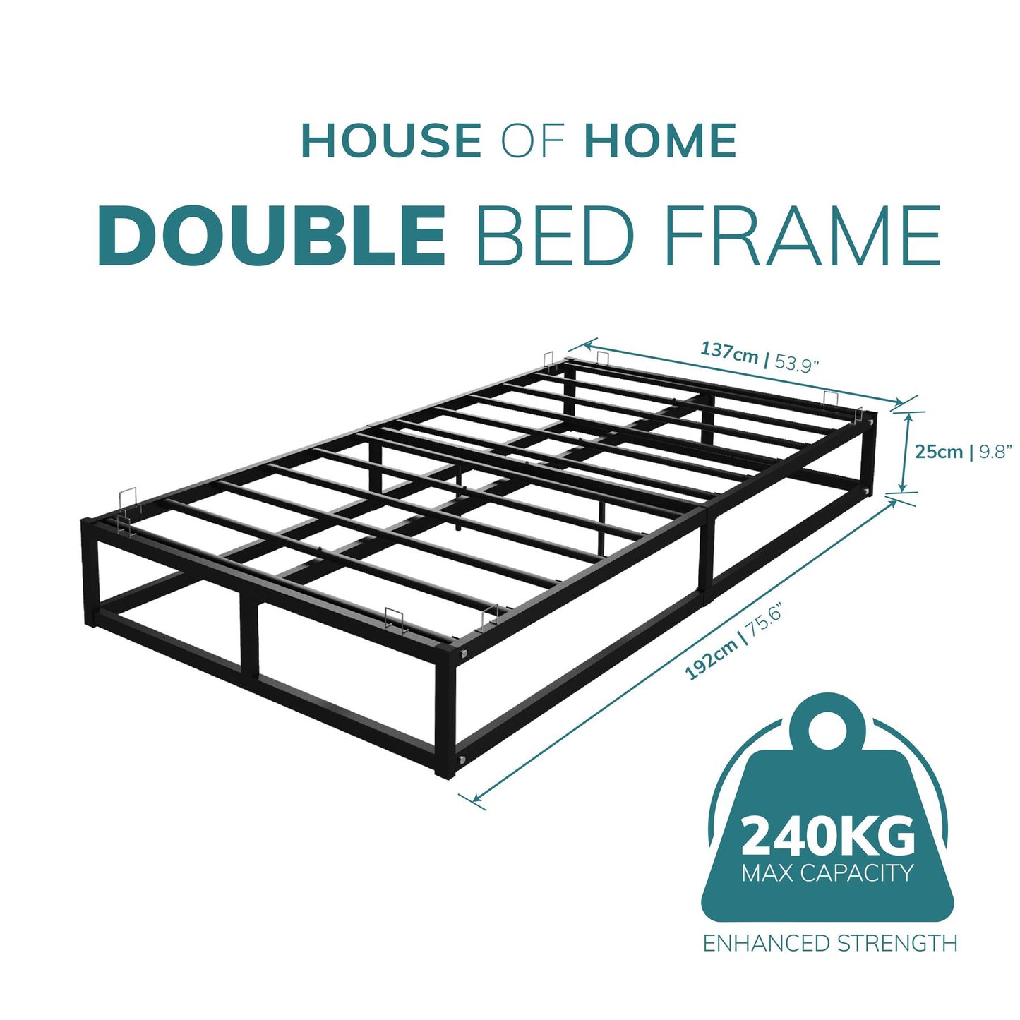 Double Metal Platform Bed Frame Square Tube