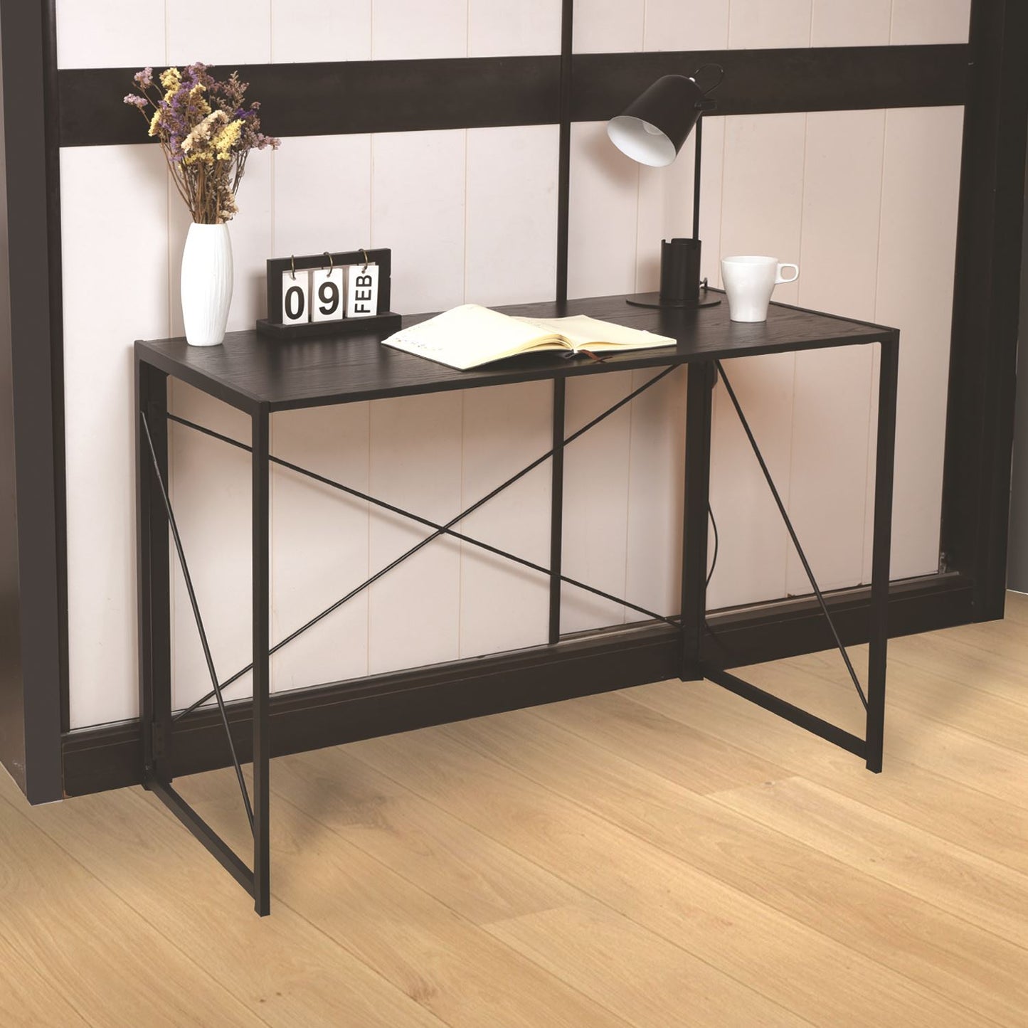 Multifunction Folding Desk Portable Compact Computer Table In Black