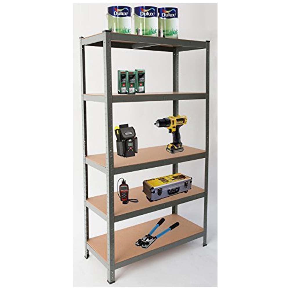Heavy Duty Steel 5 Tier Racking & Storage Shelves or Workbench - Large 875kg Capacity (Grey)