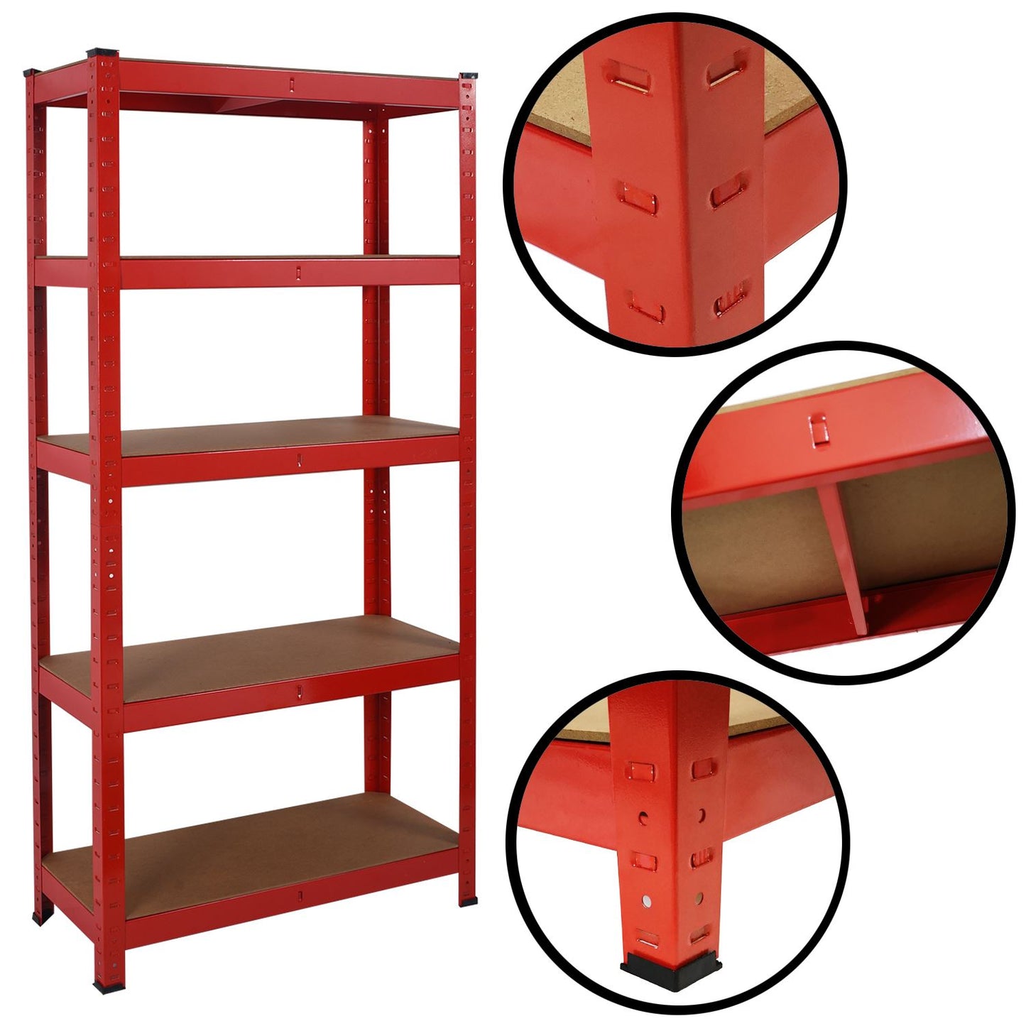 Heavy Duty Steel & MDF 5 Tier Racking Shelf in Red