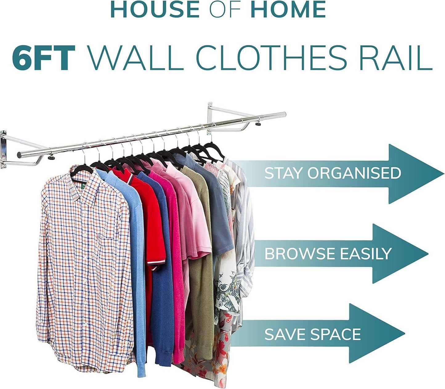 6ft Garment Rail In Chrome Plated