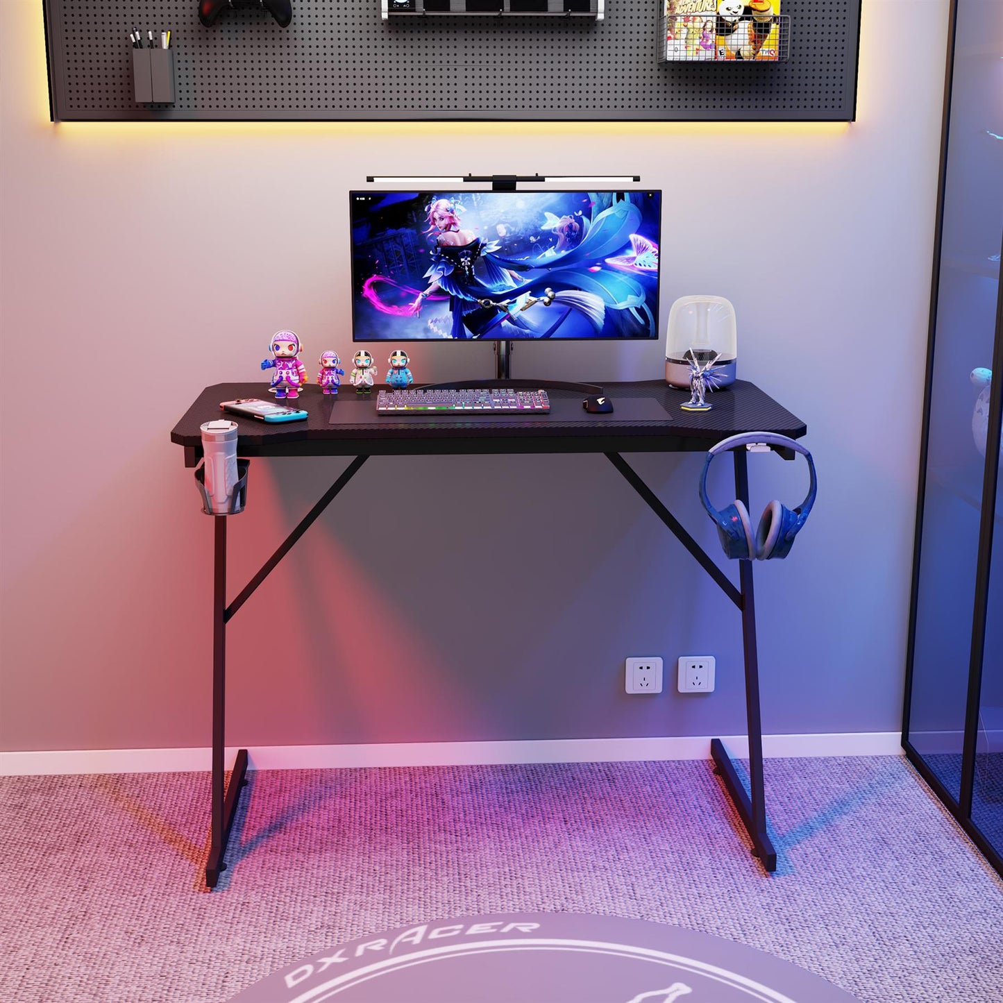 Gaming / Computer Desk – Carbon Fibre Top Black – 80cm L x 60 D x 75 H