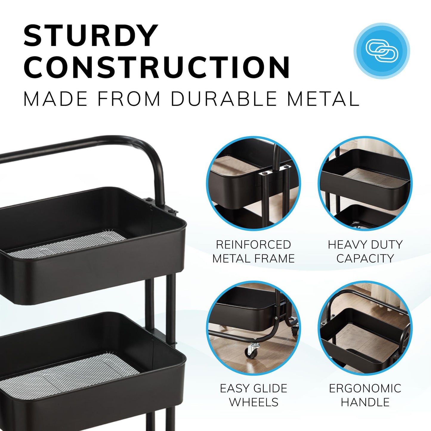 3 Tier Trolley Black