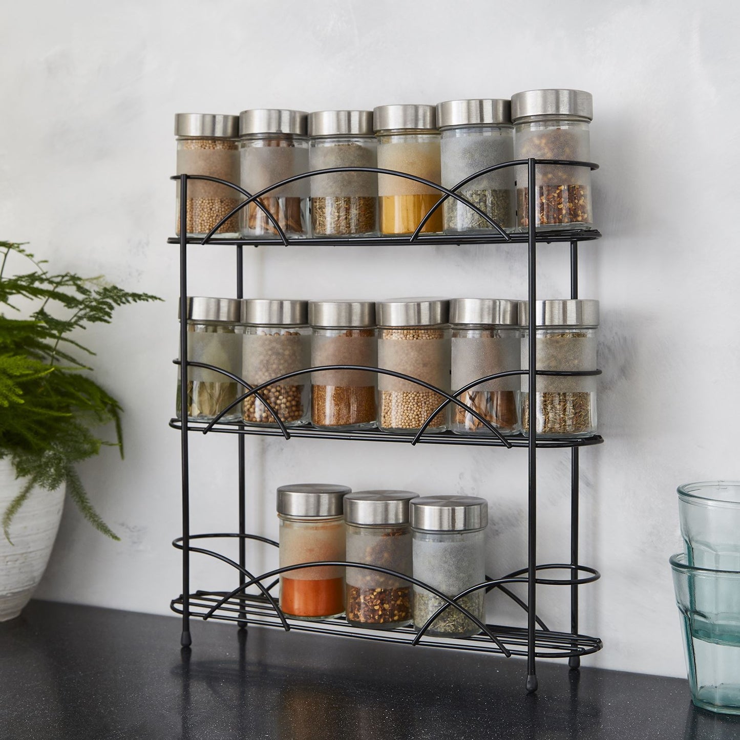 Free Standing Spice Rack in Black Powder Coating