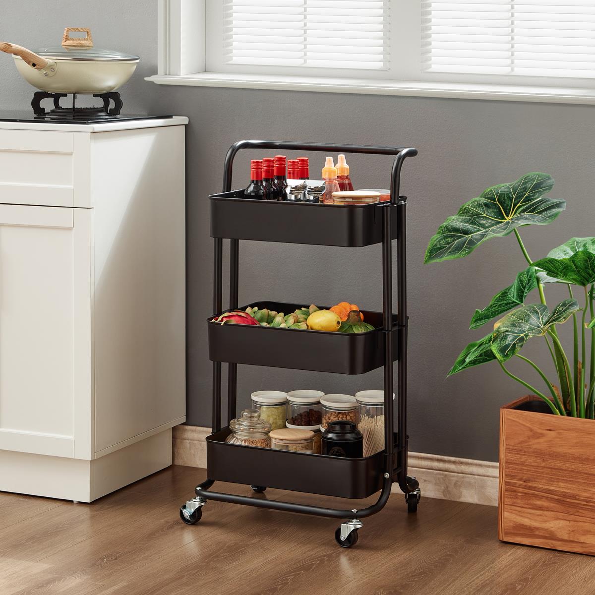3 Tier Trolley Black