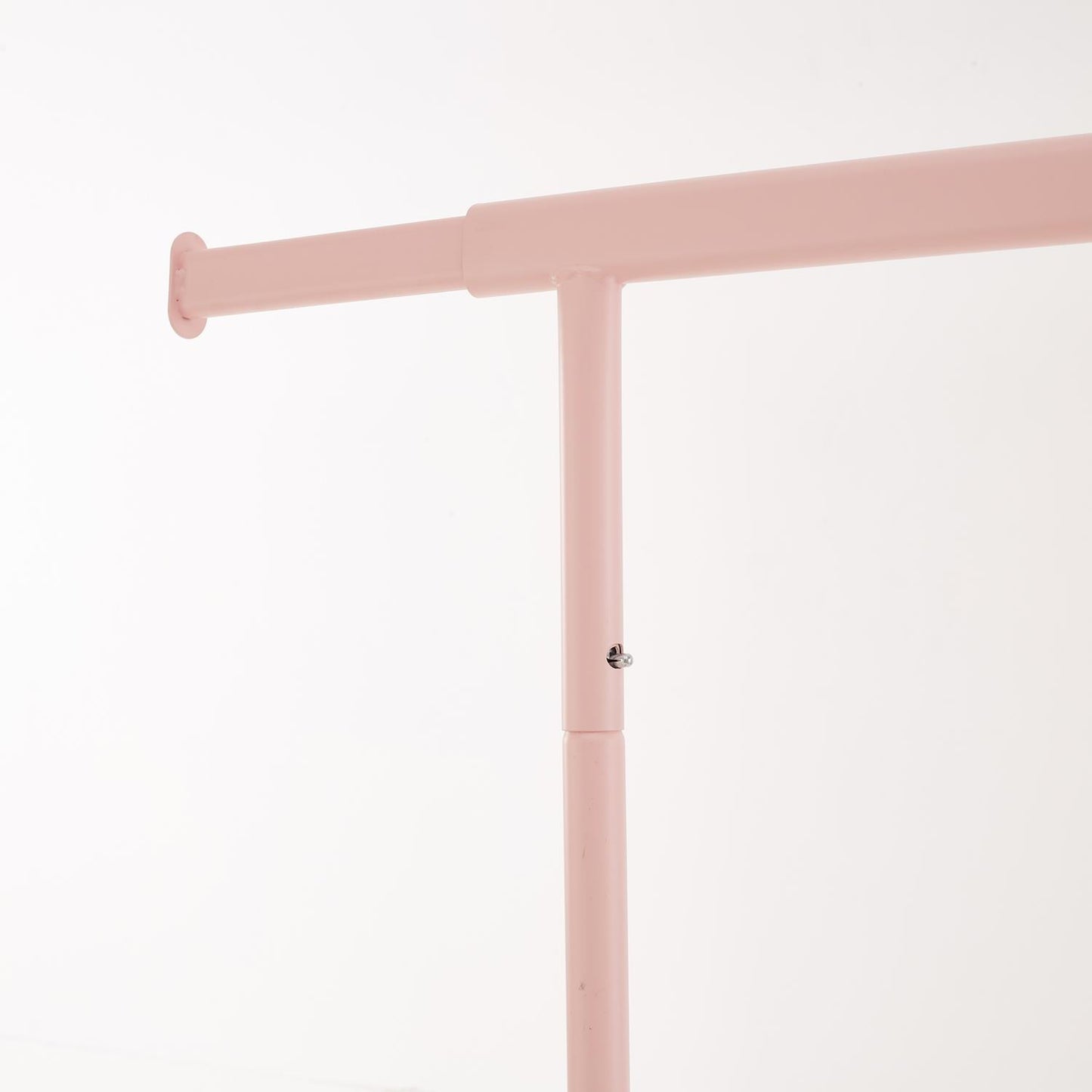 Heavy Duty Pink Clothes Rail Adjustable Width Height with Shelf, Locking Wheels