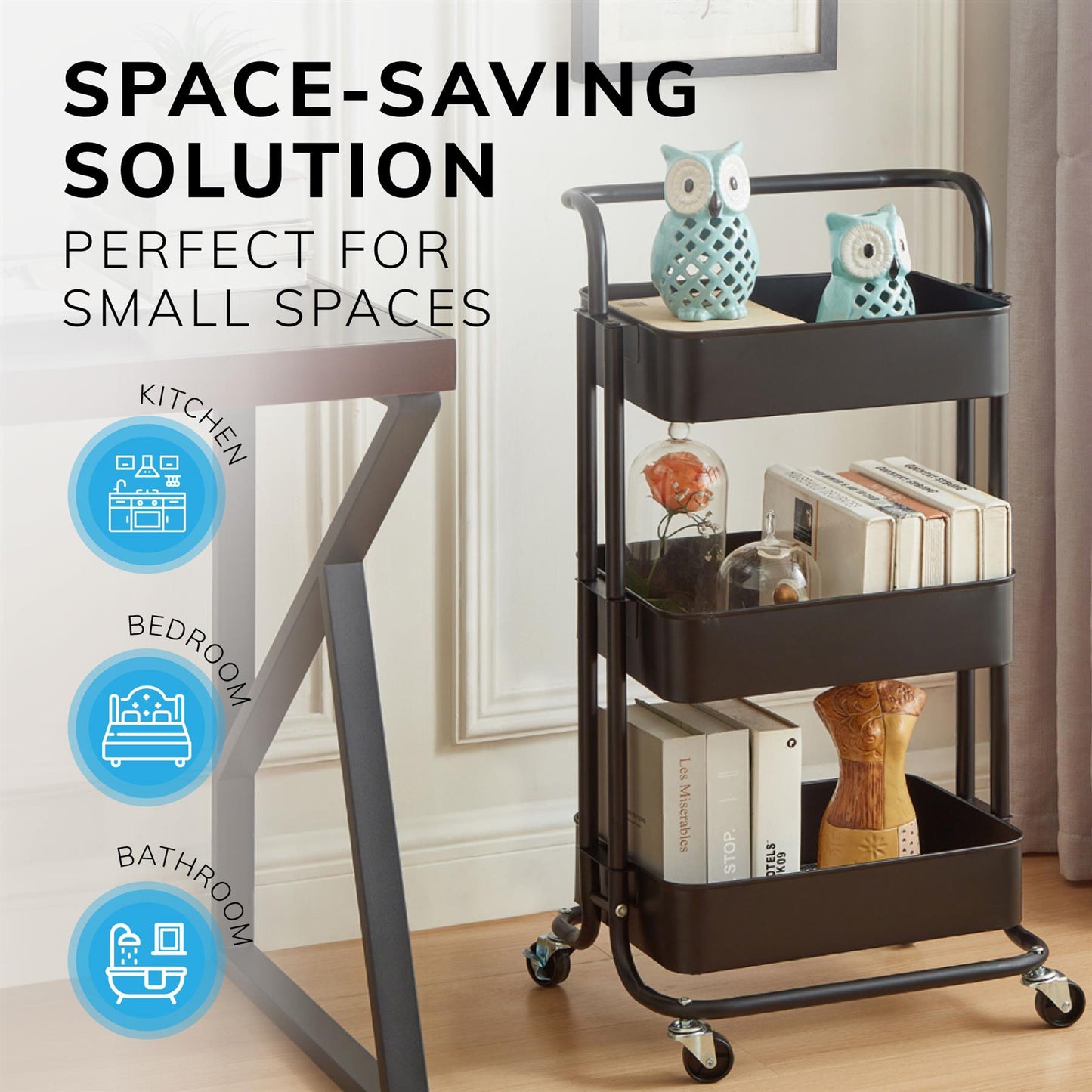 3 Tier Trolley Black