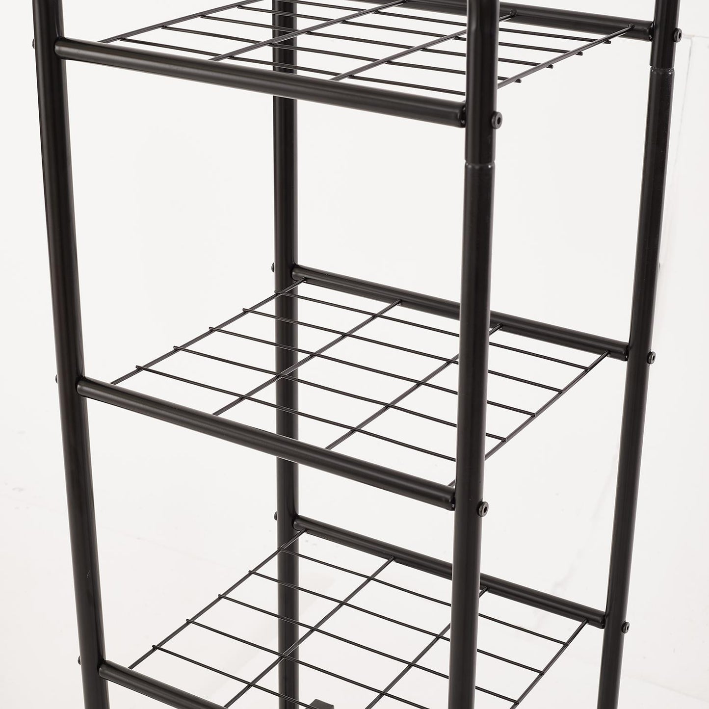 Clothes Rail with Double Hanging & Shelves Black Metal Garment Rack Heavy Duty