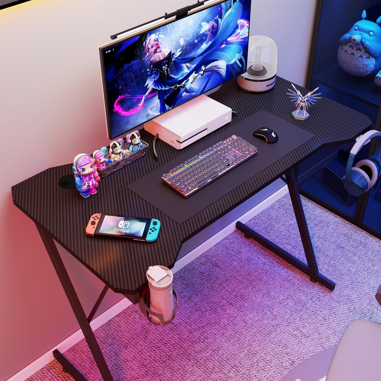 Gaming / Computer Desk – Carbon Fibre Top Black – 80cm L x 60 D x 75 H