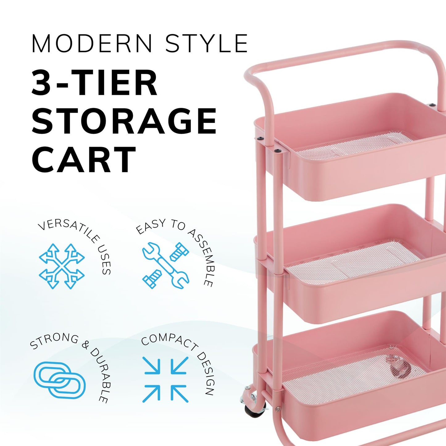 3 Tier Trolley Pink