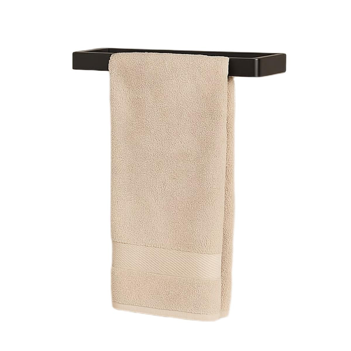 Wall Mounted Black Towel Holder 20cm Rectangle Rail