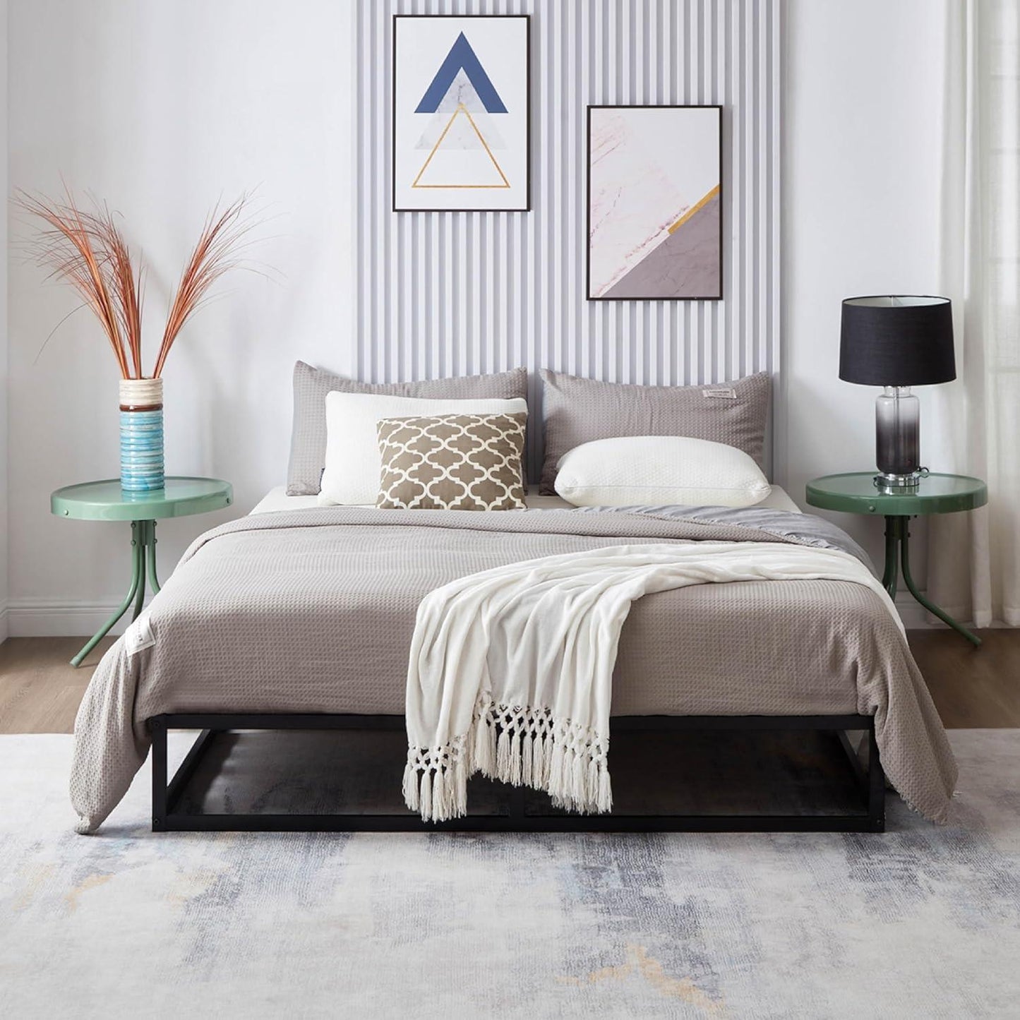 King Bed Frame Extra Strong Platform Metal Frame Bedroom Easy Build