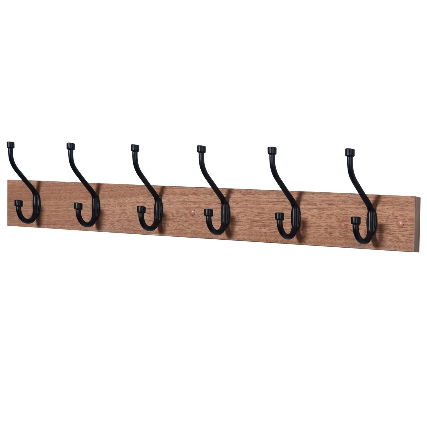 6 BLACK HOOKS ON OAK FINISH