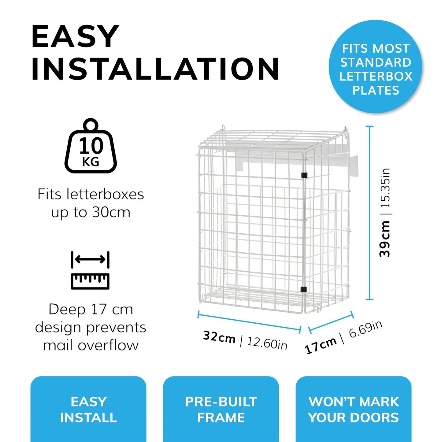 Large White Letterbox Cage over the Letterbox Fit